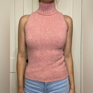 Express Pink Cozy Turtleneck Tank Top